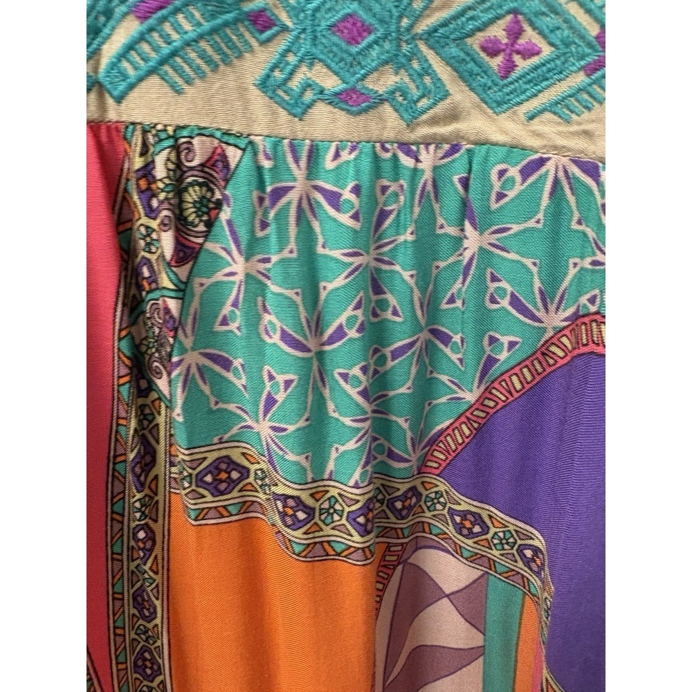 Flying Tomato Anthropologie Maxi Dress Multicolor Fluted Sleeves Boho Vacation - Picture 6 of 16